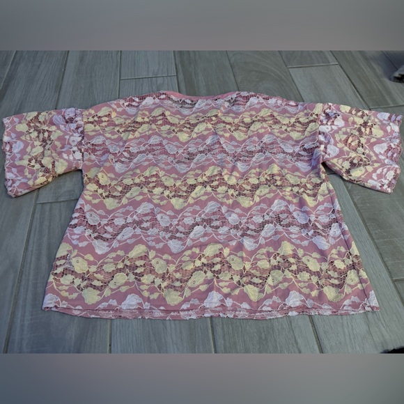 Zara pink lace sheer crop top pastel‎ color tee - Picture 4 of 10